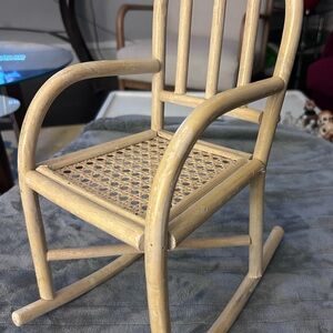 Natural Rattan Rocking Chair -Great size for American Girl Doll or Build-a-Bear